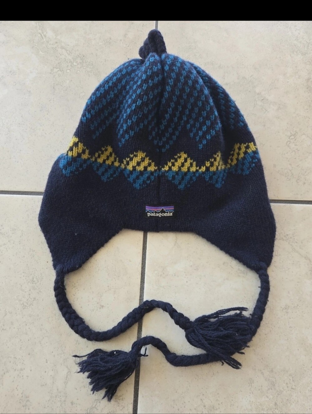 Patagonia Wool Ear Flap Beanie Hat OS Adult Fleece Lined Knit Winter Chullo
